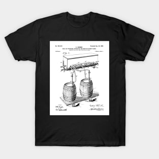 Beer Keg Patent - Home Brewer Craft Beer Art - White T-Shirt